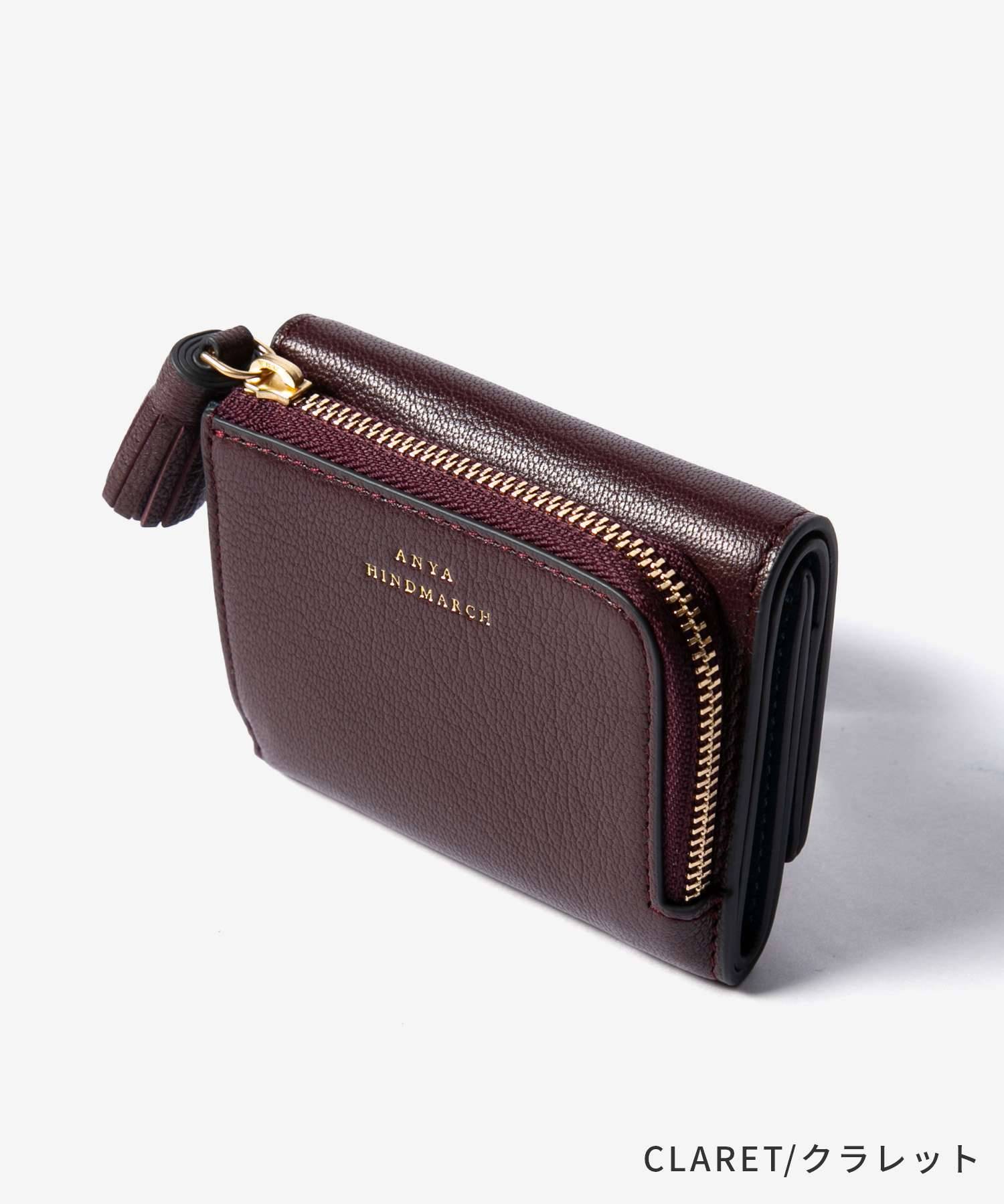 ANYA HINDMARCHMini Trifold Zip Peeping Eyes in Shiny Capra Perrier