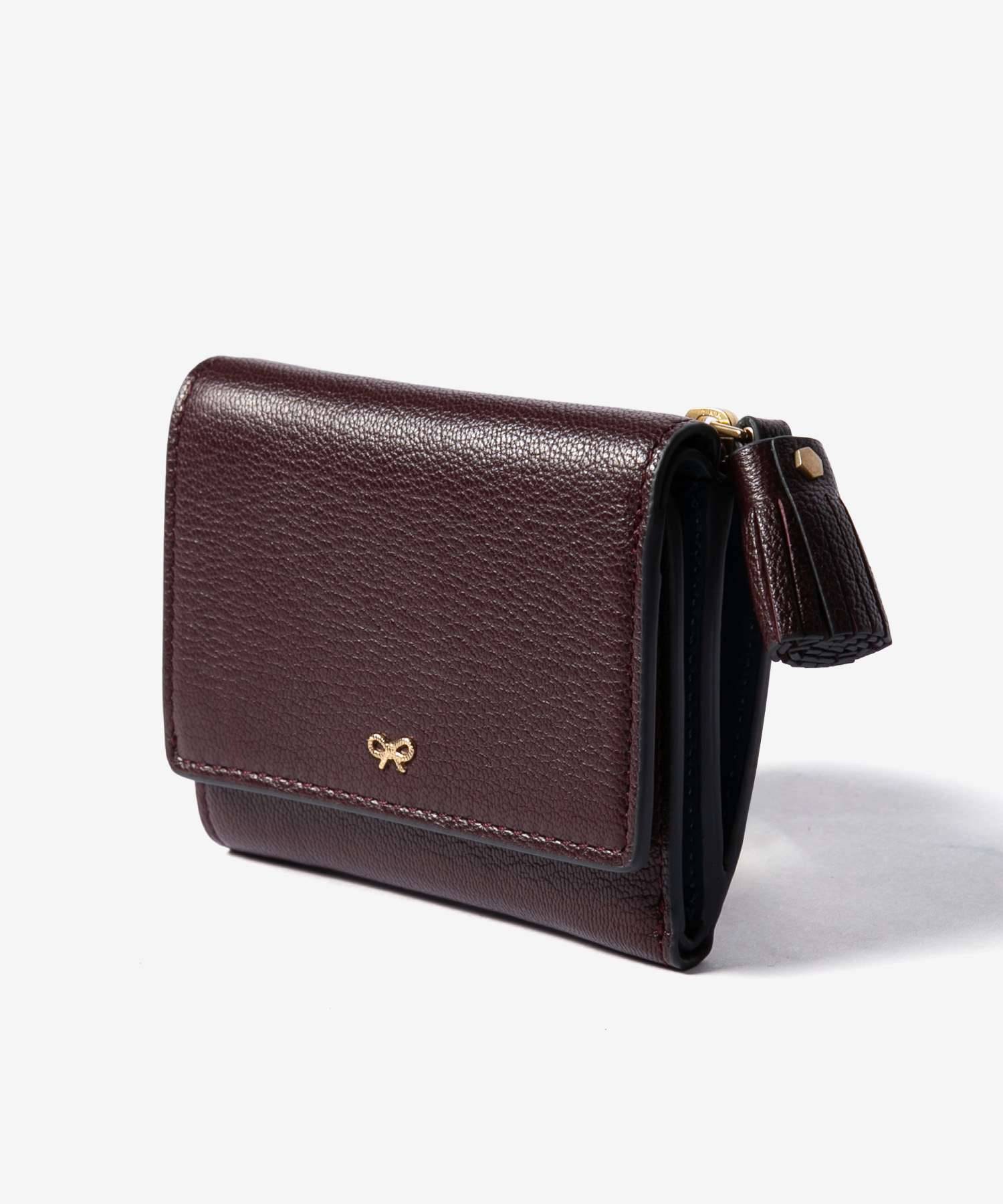 ANYA HINDMARCHMini Trifold Zip Peeping Eyes in Shiny Capra Perrier